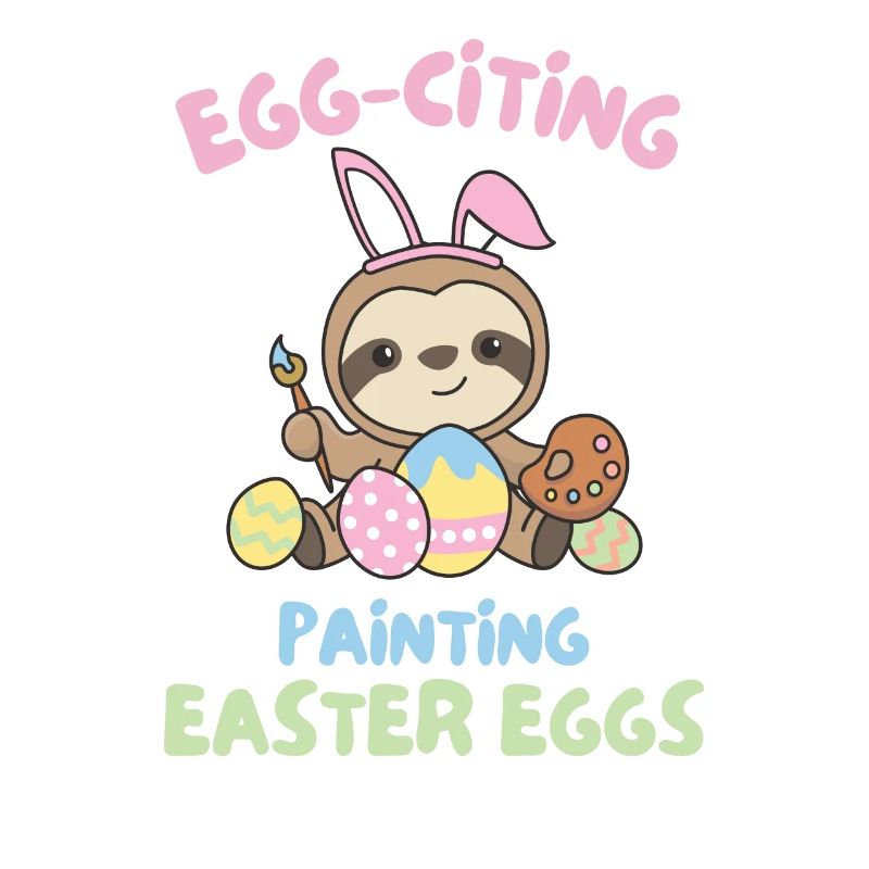 cute sloths for easter with easter eggs sloth