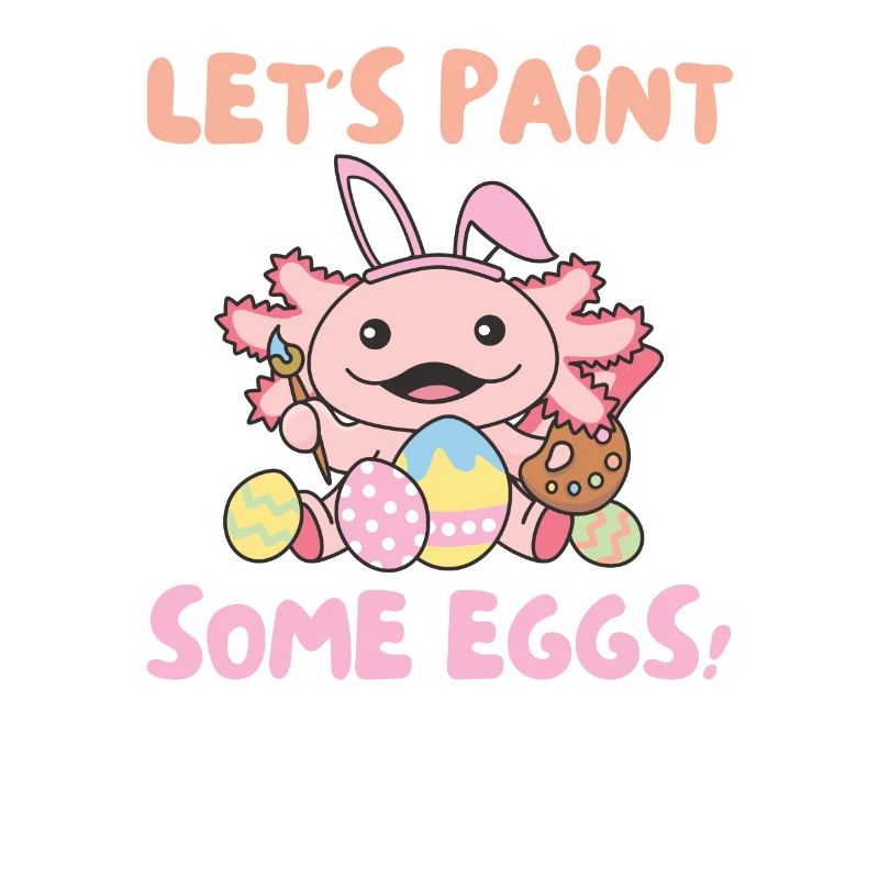 Cute Axolotls for Easter with Easter Eggs Axolotl