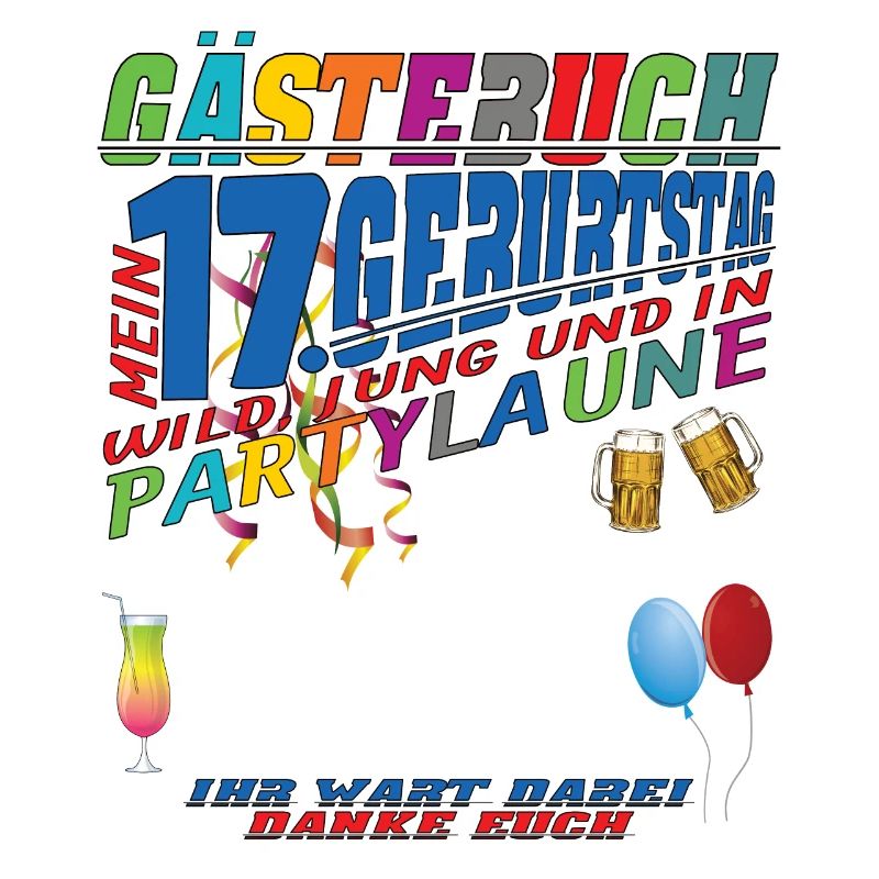 17. Geburtstag Mädchen & Junge Gästebuch