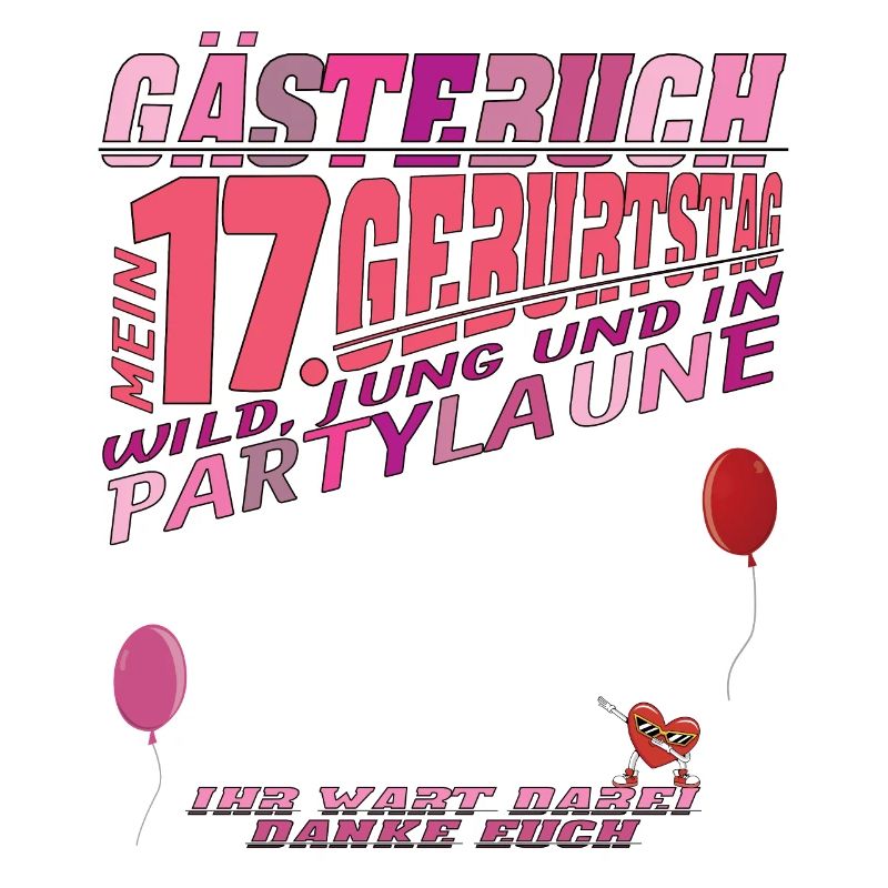 17. Geburtstag Mädchen & Junge Gästebuch