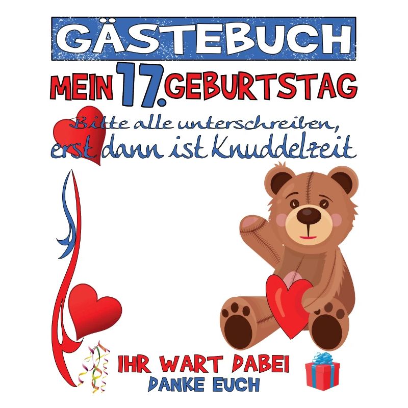 17. Geburtstag Mädchen & Junge Gästebuch