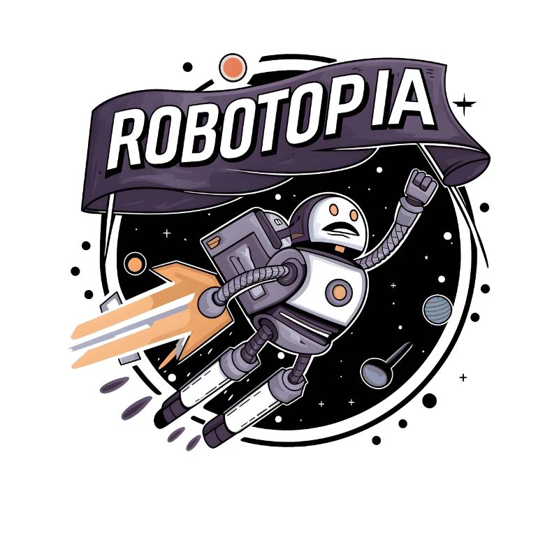 Robotopia Flag-Waving Space Jetpack Robot Art