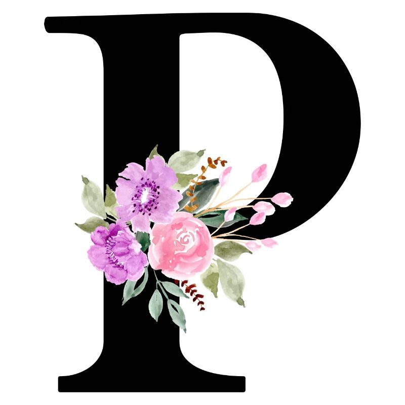 Lila Blumenbuchstabe p