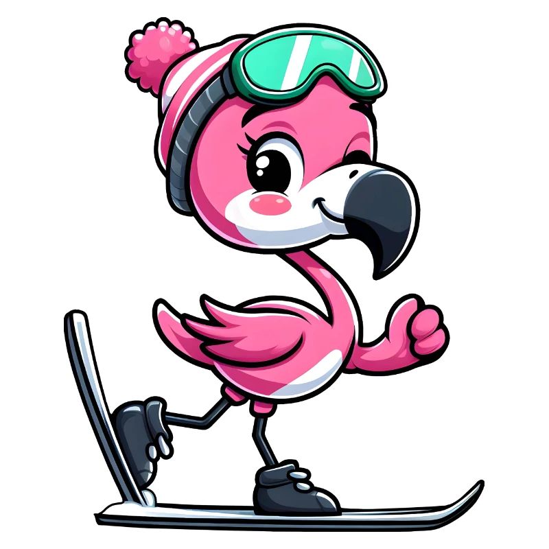 Flamingo Skifahrer Winterspaß