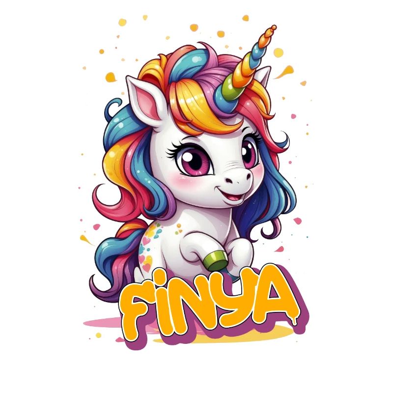 FINYA - Schöner Mädchen Name mit süßem Einhorn