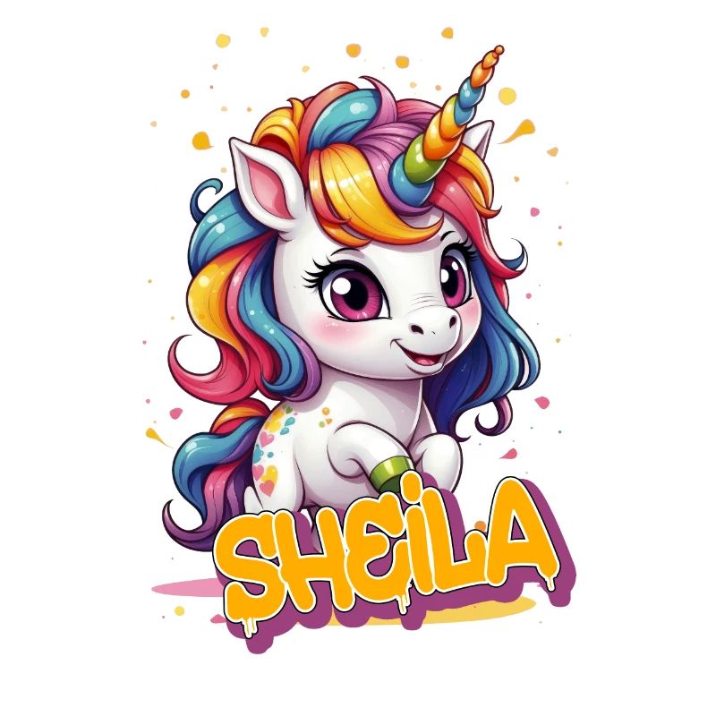 SHEILA - Schöner Mädchen Name mit süßem Einhorn