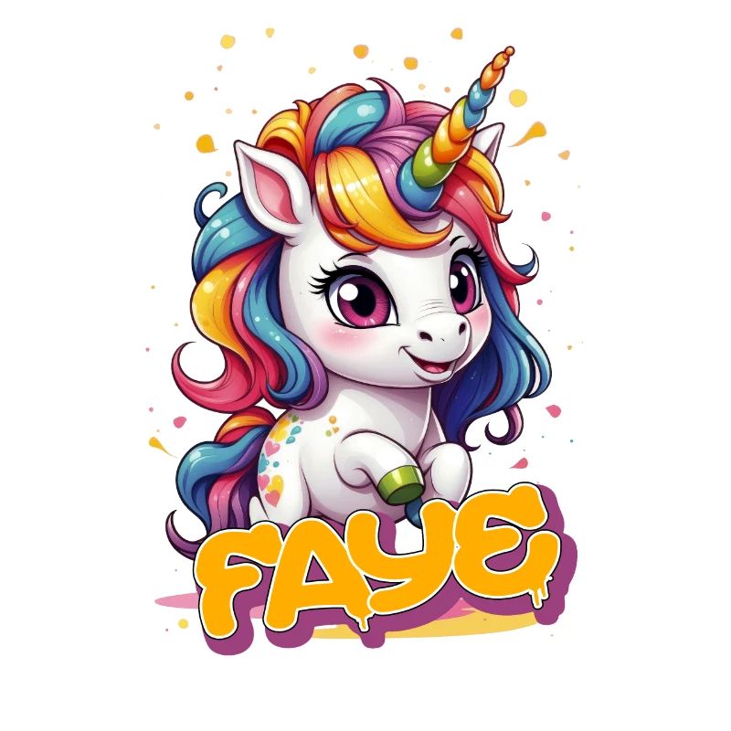 FAYE - Schöner Mädchen Name mit süßem Einhorn