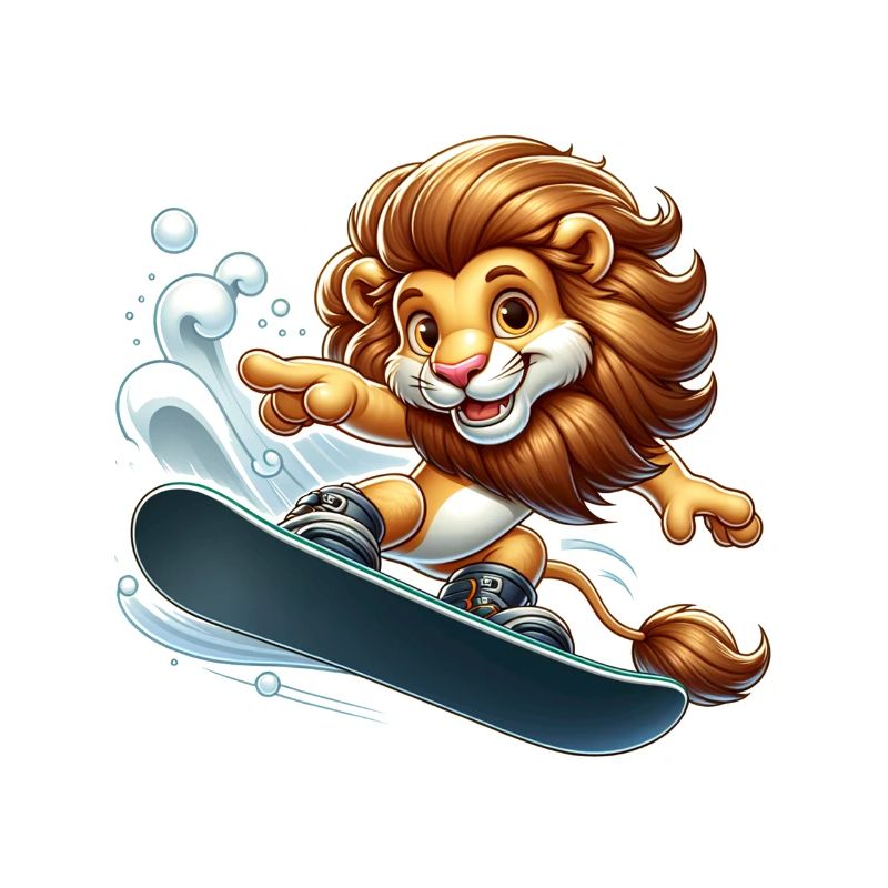 Cute Snowboarder Lion