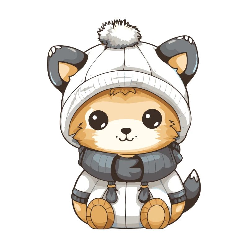 Fox Winter Comic Cute