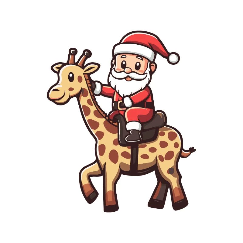 Giraffe Weihnachtsmann Cartoon