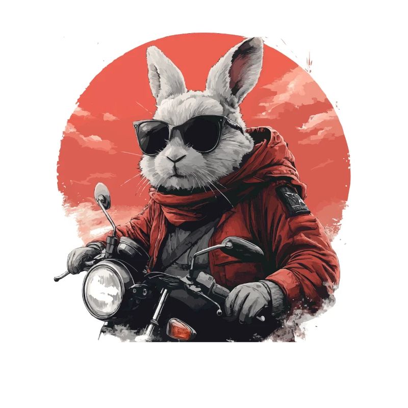 Funny bunny, Easter bunny on motorcycle