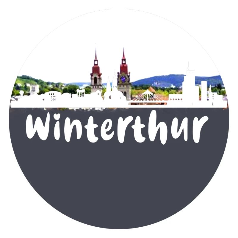 winterhur,skyline,retro, scherenschnitt,schweiz