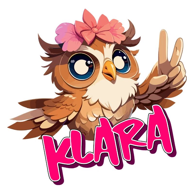 KLARA - Schöner Mädchen Name mit süßer EULE