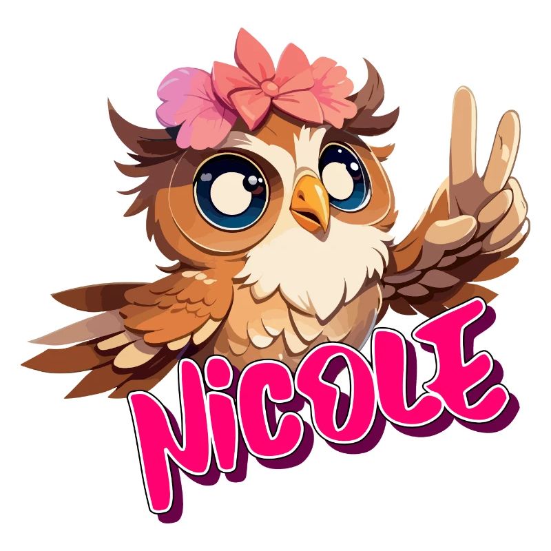 NICOLE - Schöner Mädchen Name mit süßer EULE