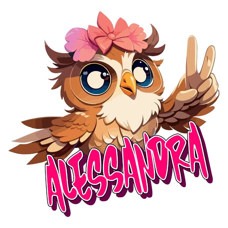 ALESSANDRA - Schöner Mädchen Name mit süßer EULE