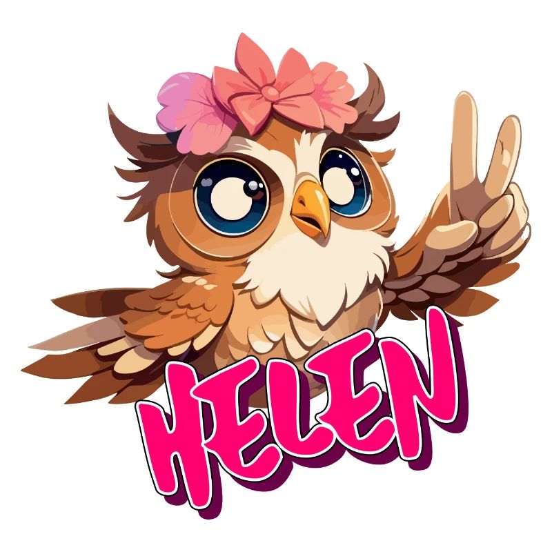 HELEN - Schöner Mädchen Name mit süßer EULE