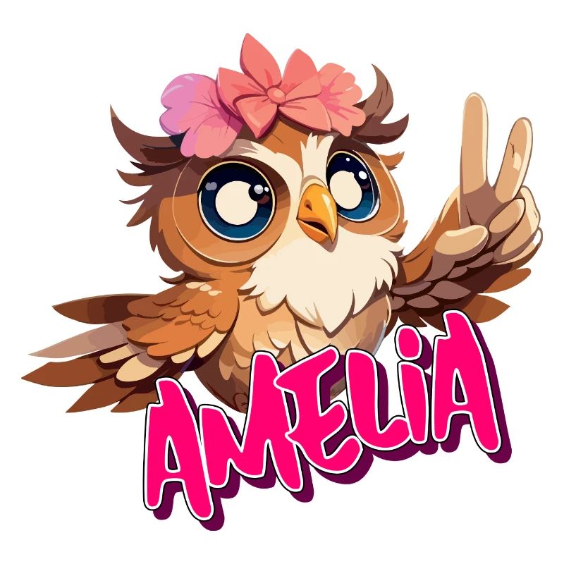 AMELIA - Schöner Mädchen Name mit süßer EULE