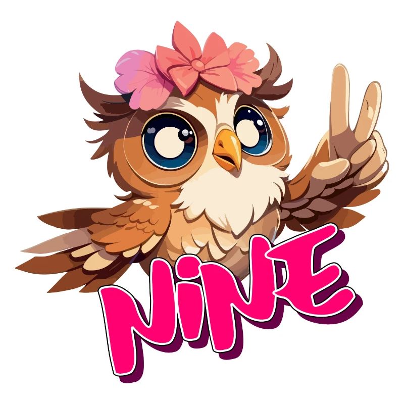 NINE - Schöner Mädchen Name mit süßer EULE