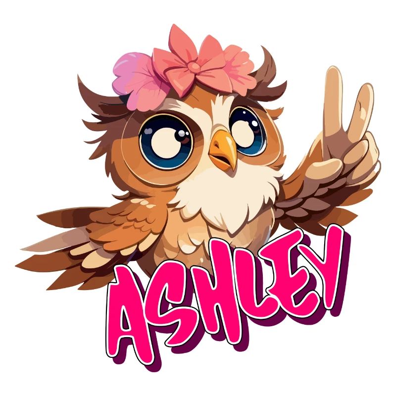 ASHLEY - Schöner Mädchen Name mit süßer EULE
