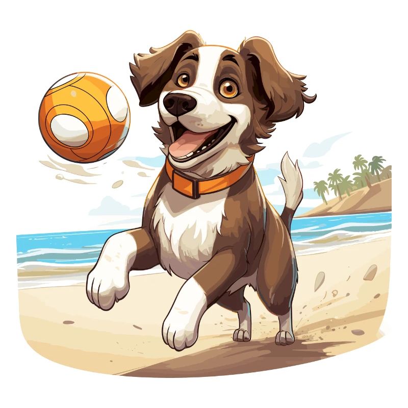 Hund spielt Beachvolleyball