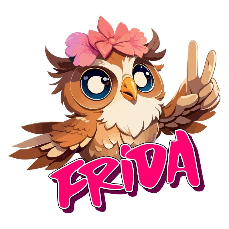 F R I D A - Schöner Mädchen Name mit süßer EULE