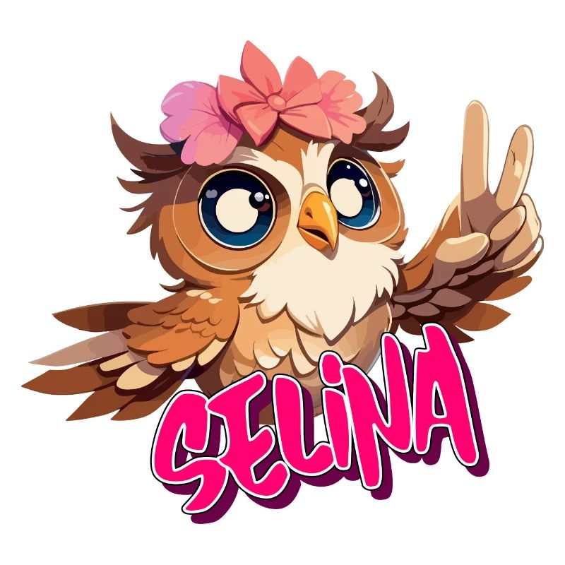SELINA - Schöner Mädchen Name mit süßer EULE