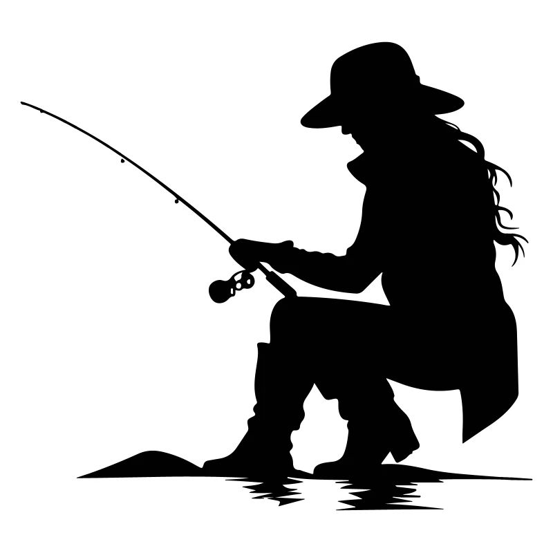 Fishing Frau Silhouette