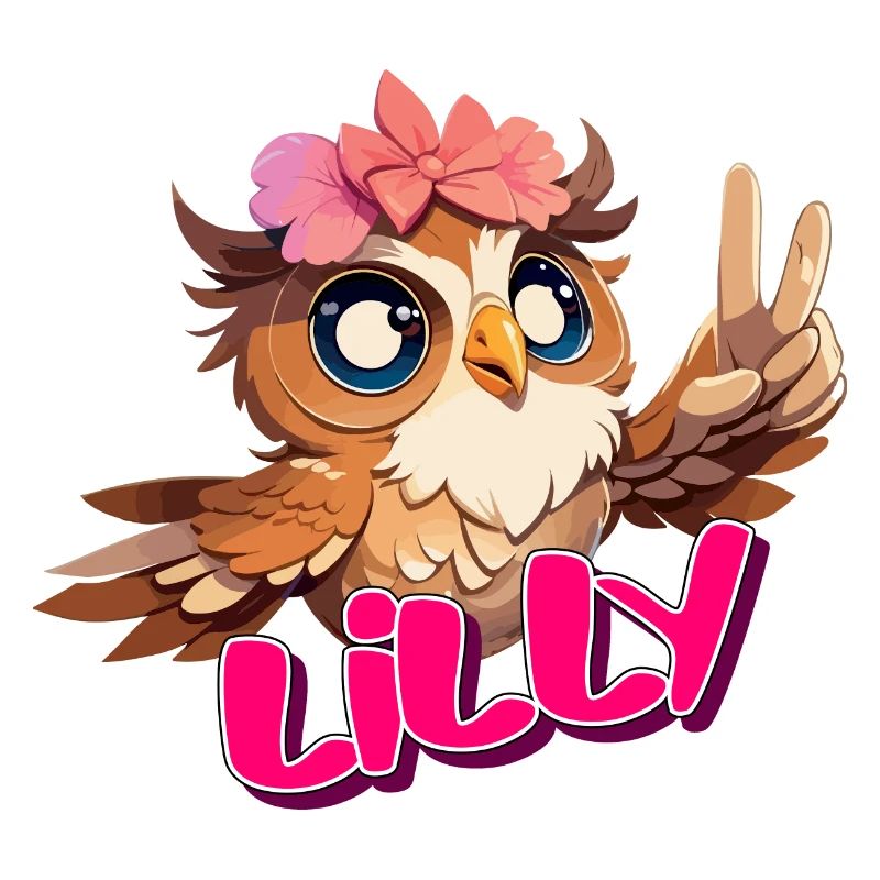 LILLY - Schöner Mädchen Name mit süßer EULE