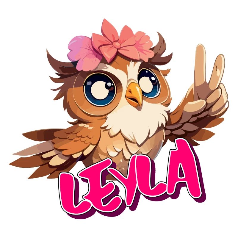 LEYLA - Schöner Mädchen Name mit süßer EULE