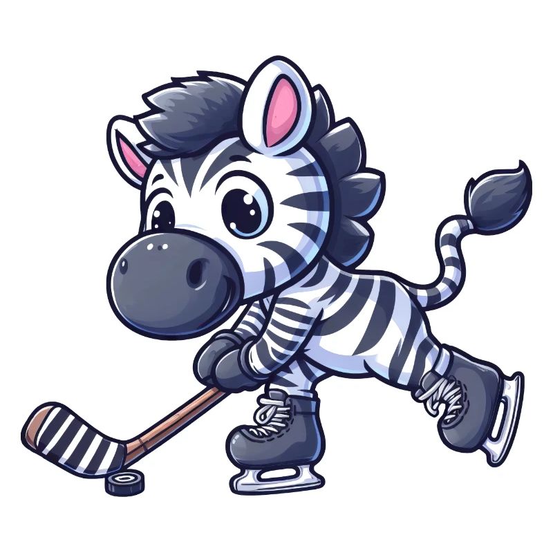 Zebra-Eishockeyspieler - Lustige Illustration