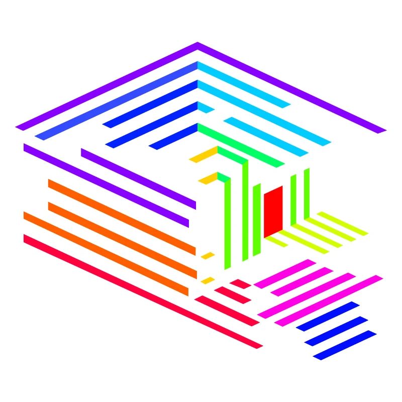 Liniengeometrie eines Objektes in Regenbogenfarben