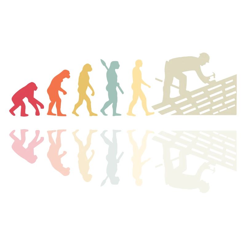 Roofer Human Evolution Retro Vintage Construction