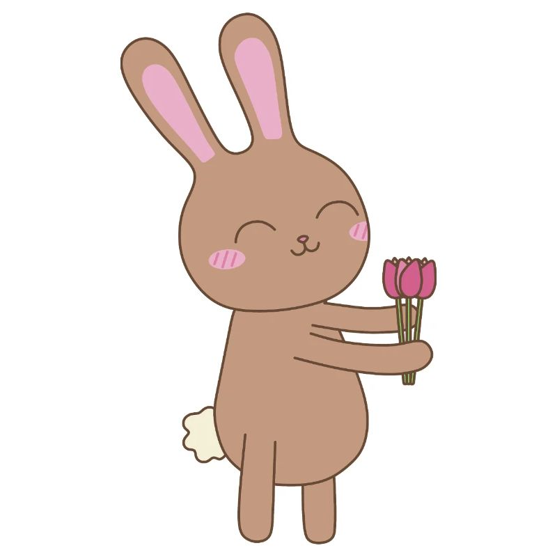 Hase mit Tulpe