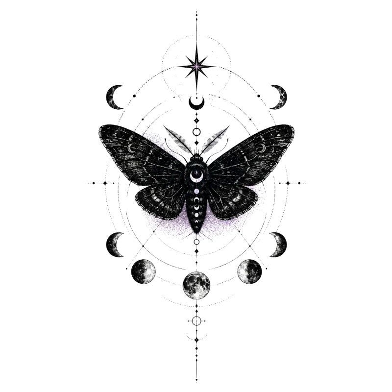 Moonlit Moth in Celestial Ring