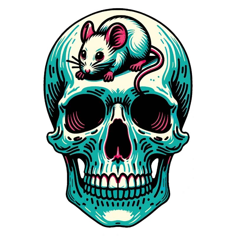 Skull with funny mouse on forehead