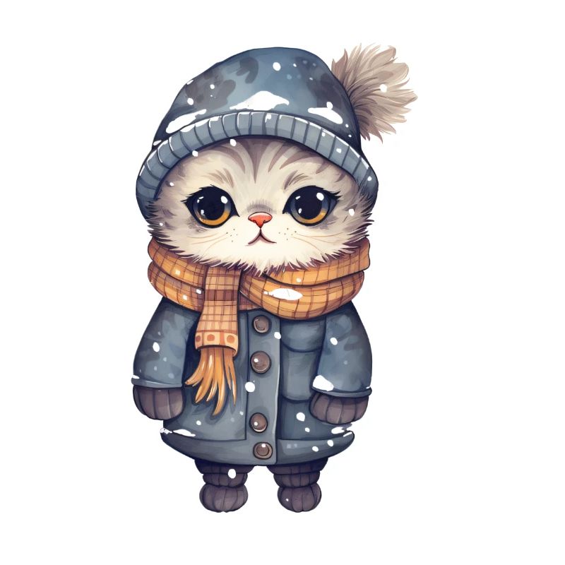 Cat with hat, scarf and jacket