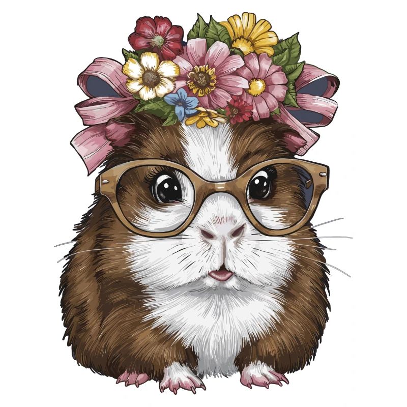 Meerschweinchen mit Blumen