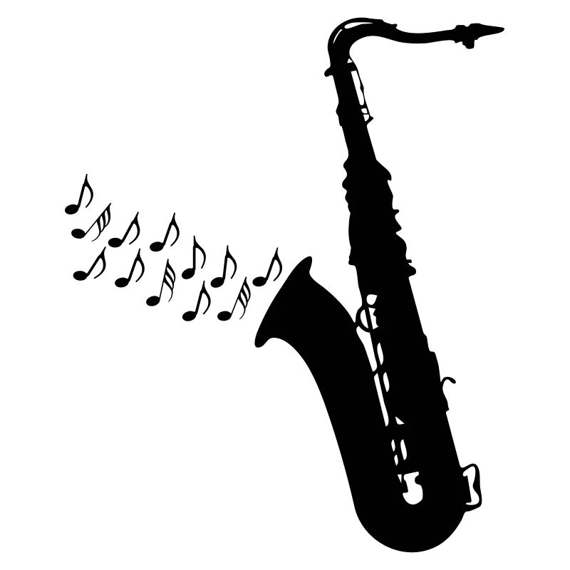 Saxofon mit Musiknoten