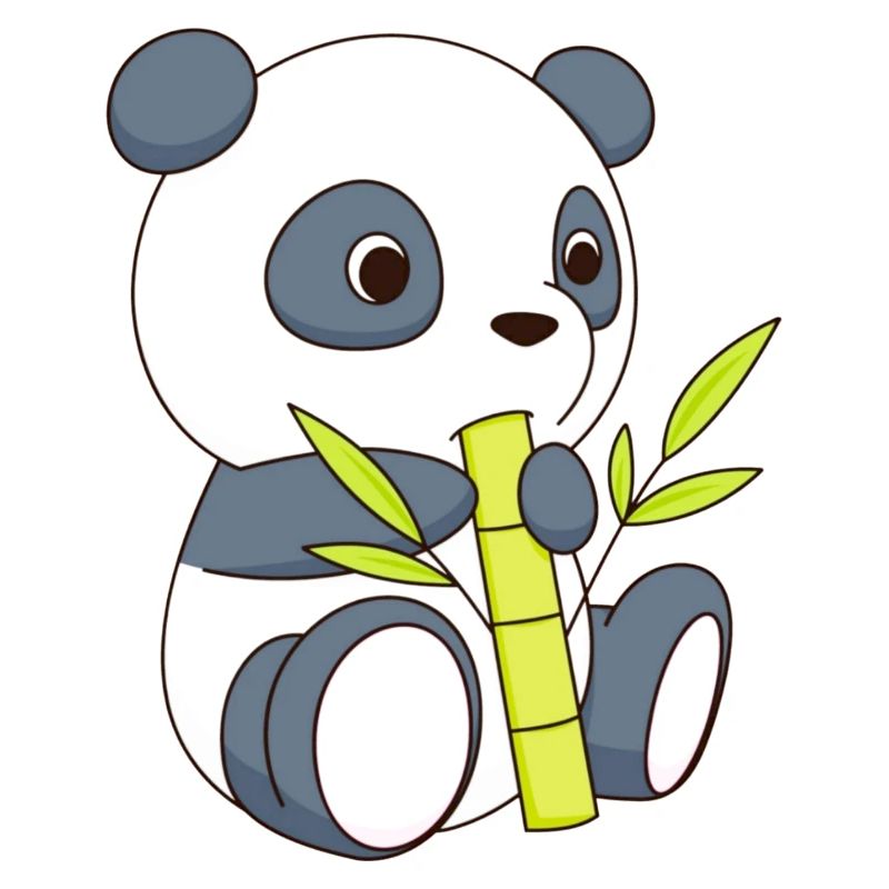 pandabär mit bambusstange