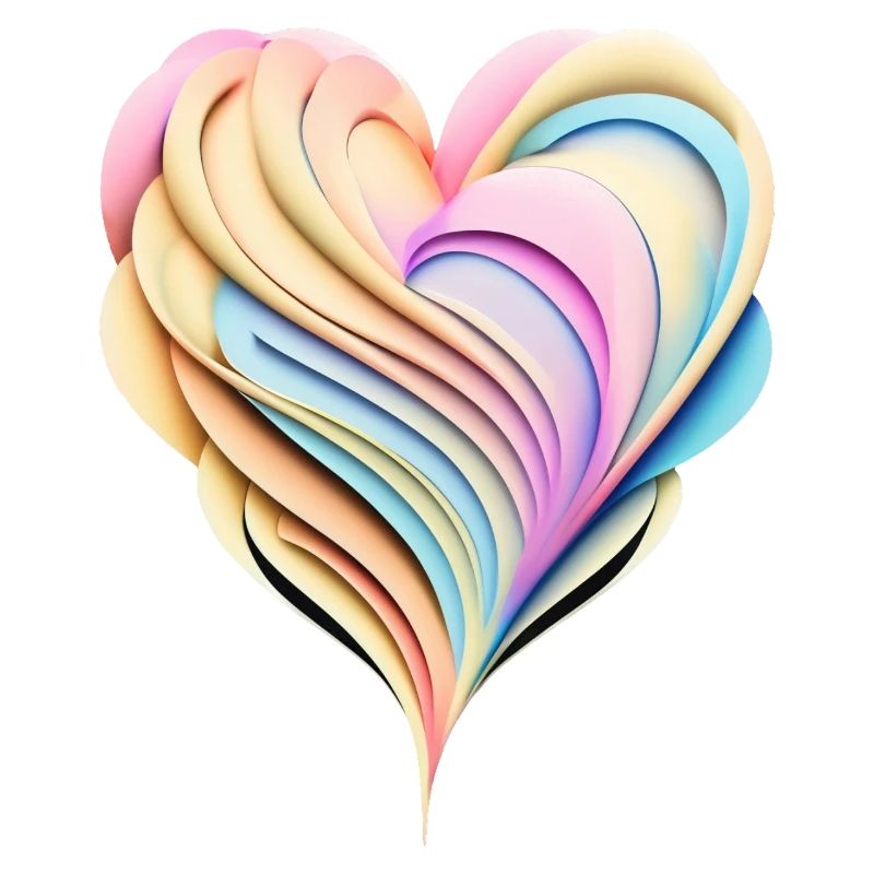 Pastellregenbogenherz in 3D-Optik