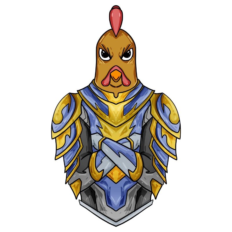 Knight Chicken avec Armor Crusader