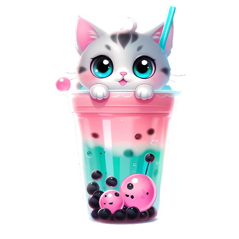 Kätzchen Bubble Tea Pastell