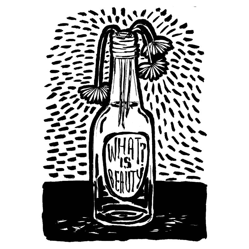 Glasflasche mit Blumen