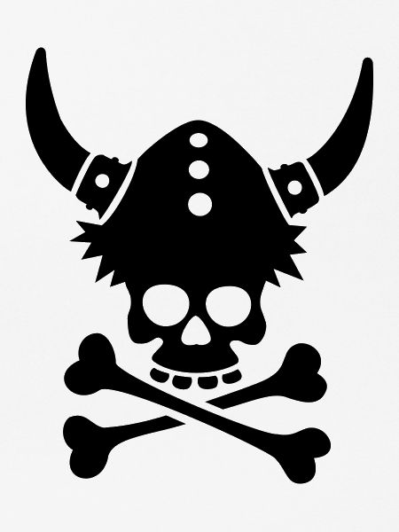 Totenkopf mit Wikingerhelm