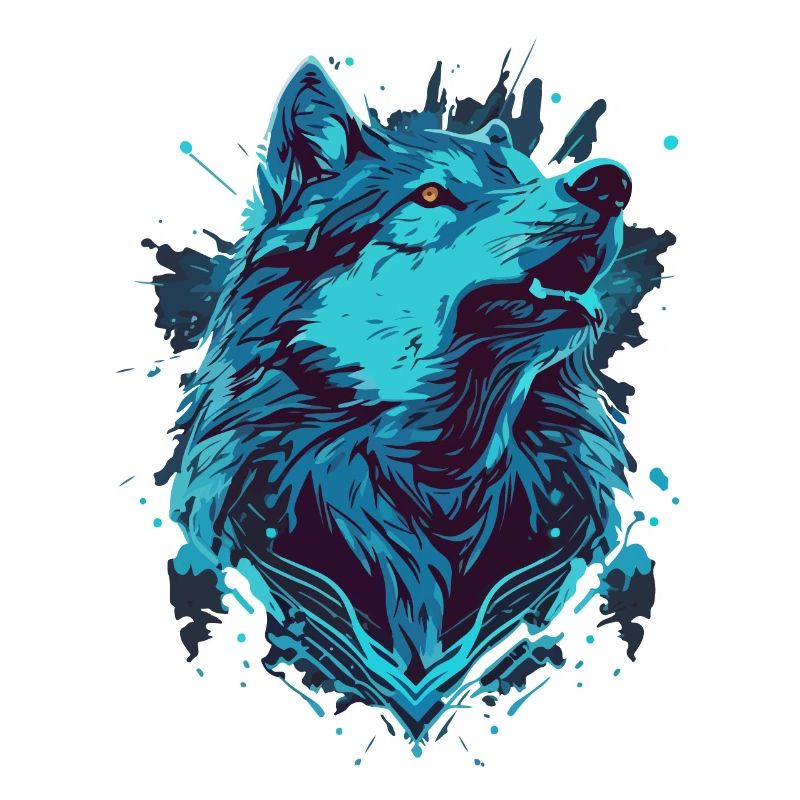 Bemalter meerblauer Wolf