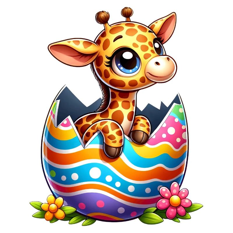 Cute Easter giraffe hatches from the Easter egg