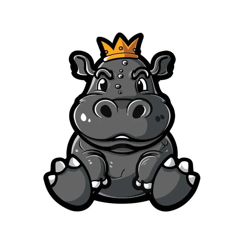 Nilpferd Comic Krone