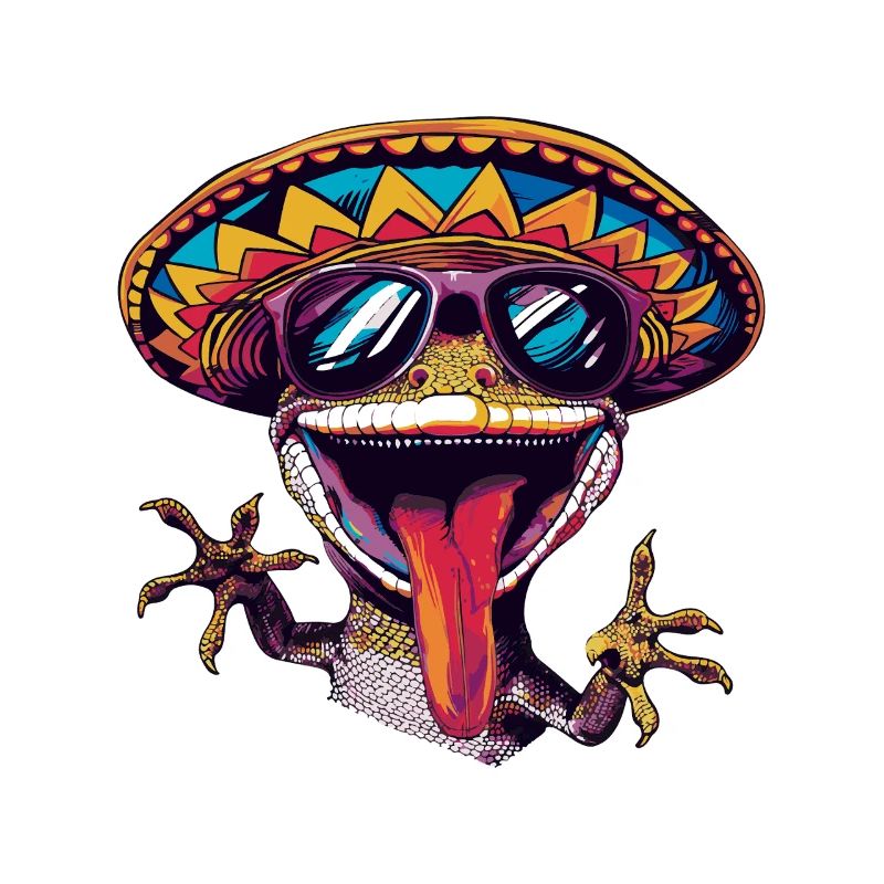 Lizard Gecko Comic Funny Sombrero