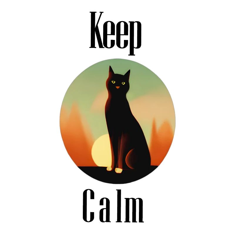 "Keep Calm" Summer Sunset Elegant Cat