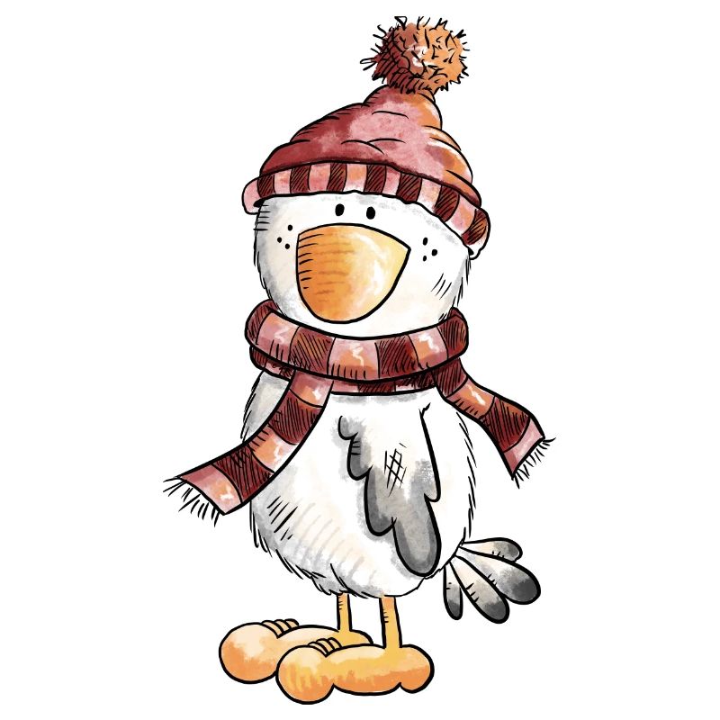 Winter Vogel Mit Schal